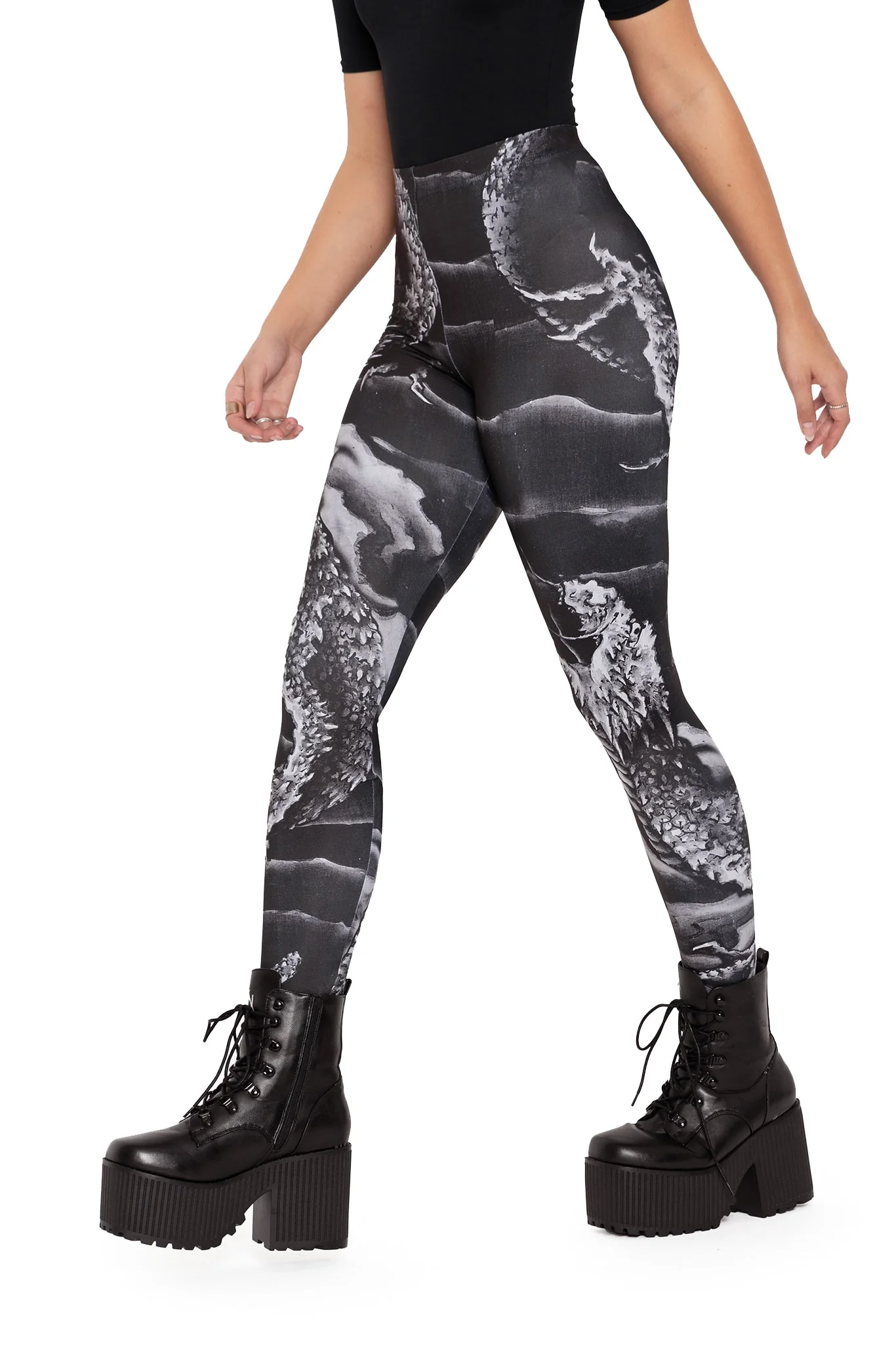 Ascending Dragon Descending Dragon High Waisted Matte Finish Leggings - Image 4