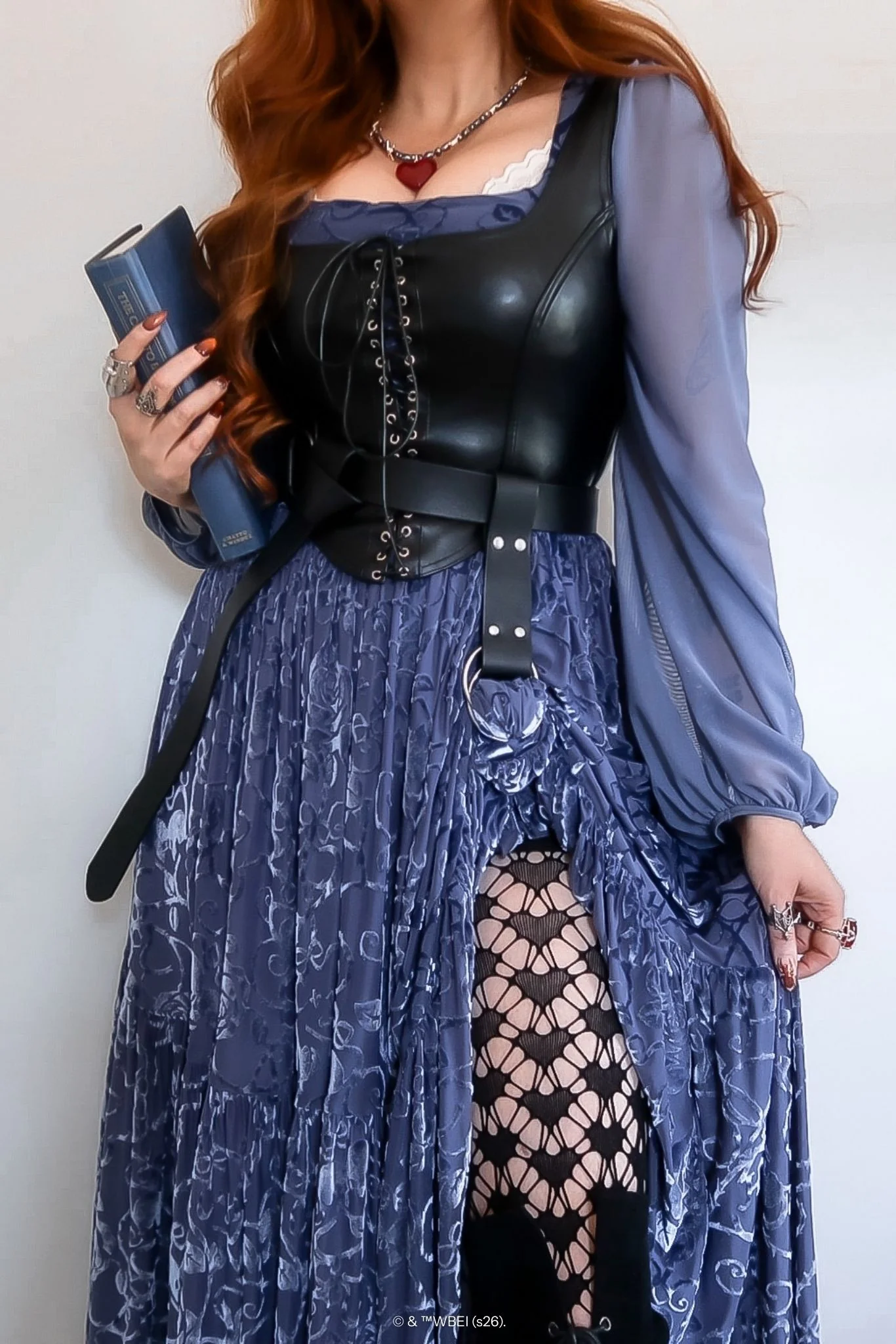 Be With Me Always Slate Burned Velvet Fae Queen Dress - Image 8