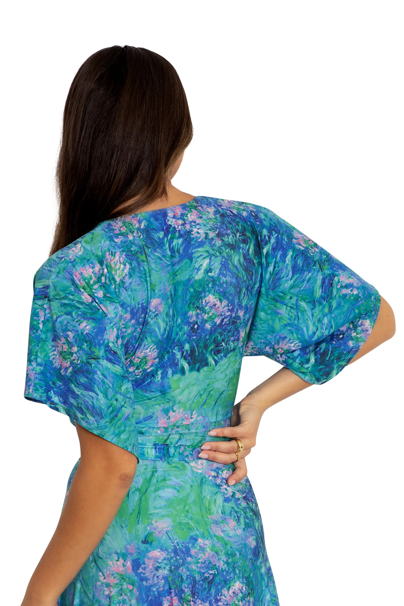 Monet Agapanthus Kimono Tie Top - Image 2