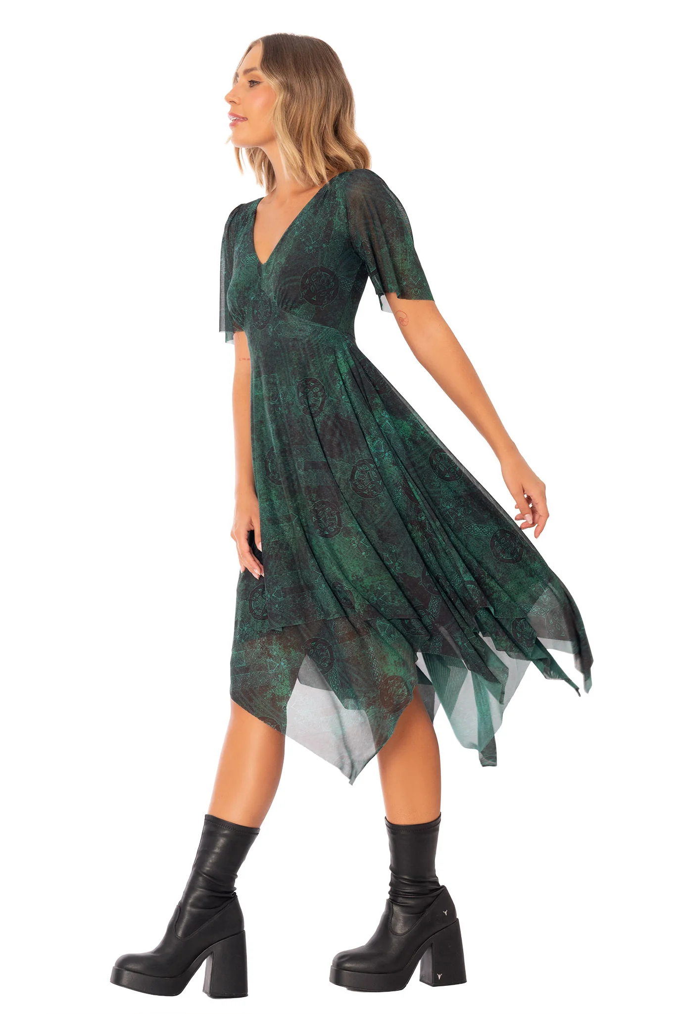 Moss Maiden Handkerchief Short Sleeve Dress - Image 6