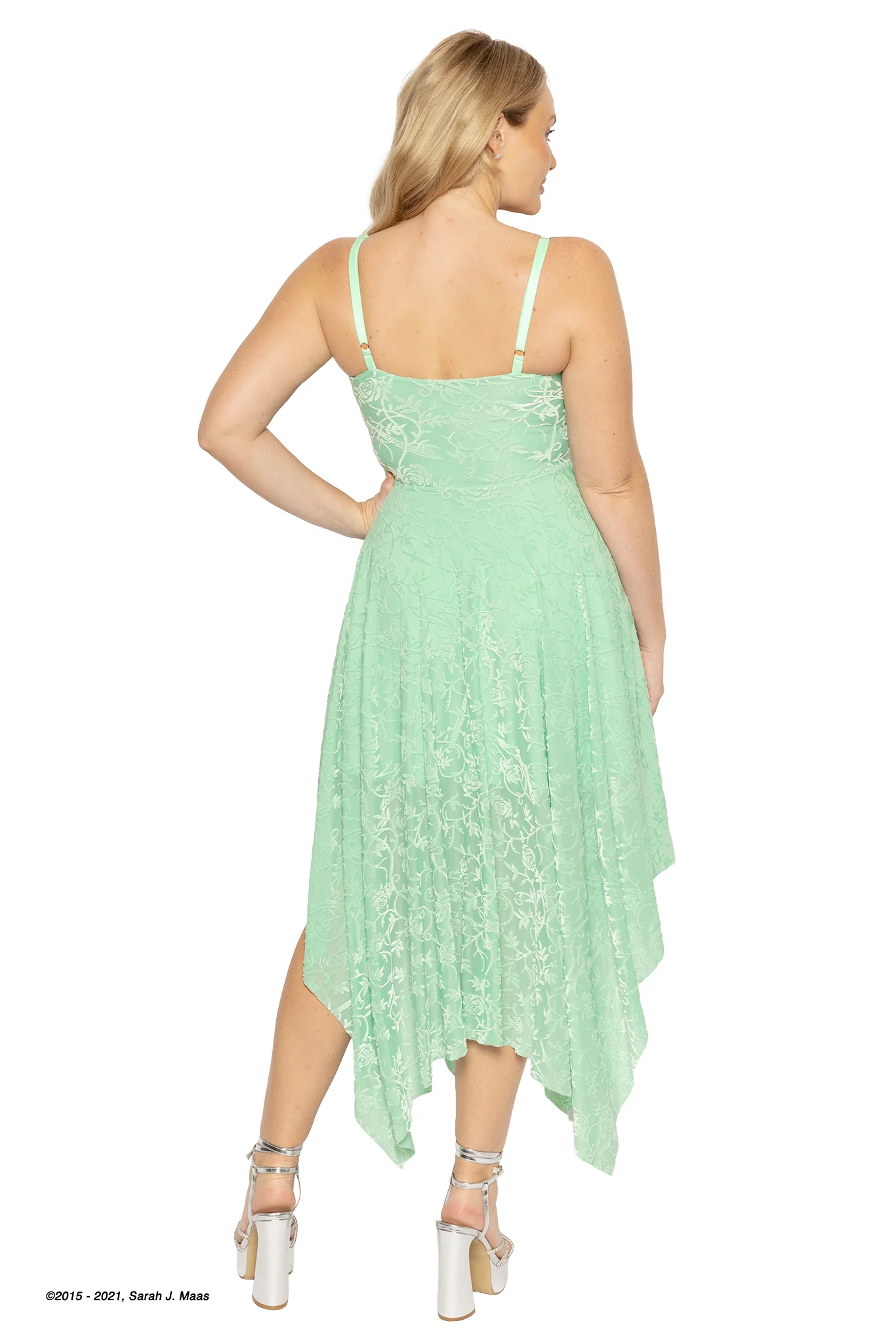 Spring Court Sage Burned Velvet Handkerchief Dress - Image 6