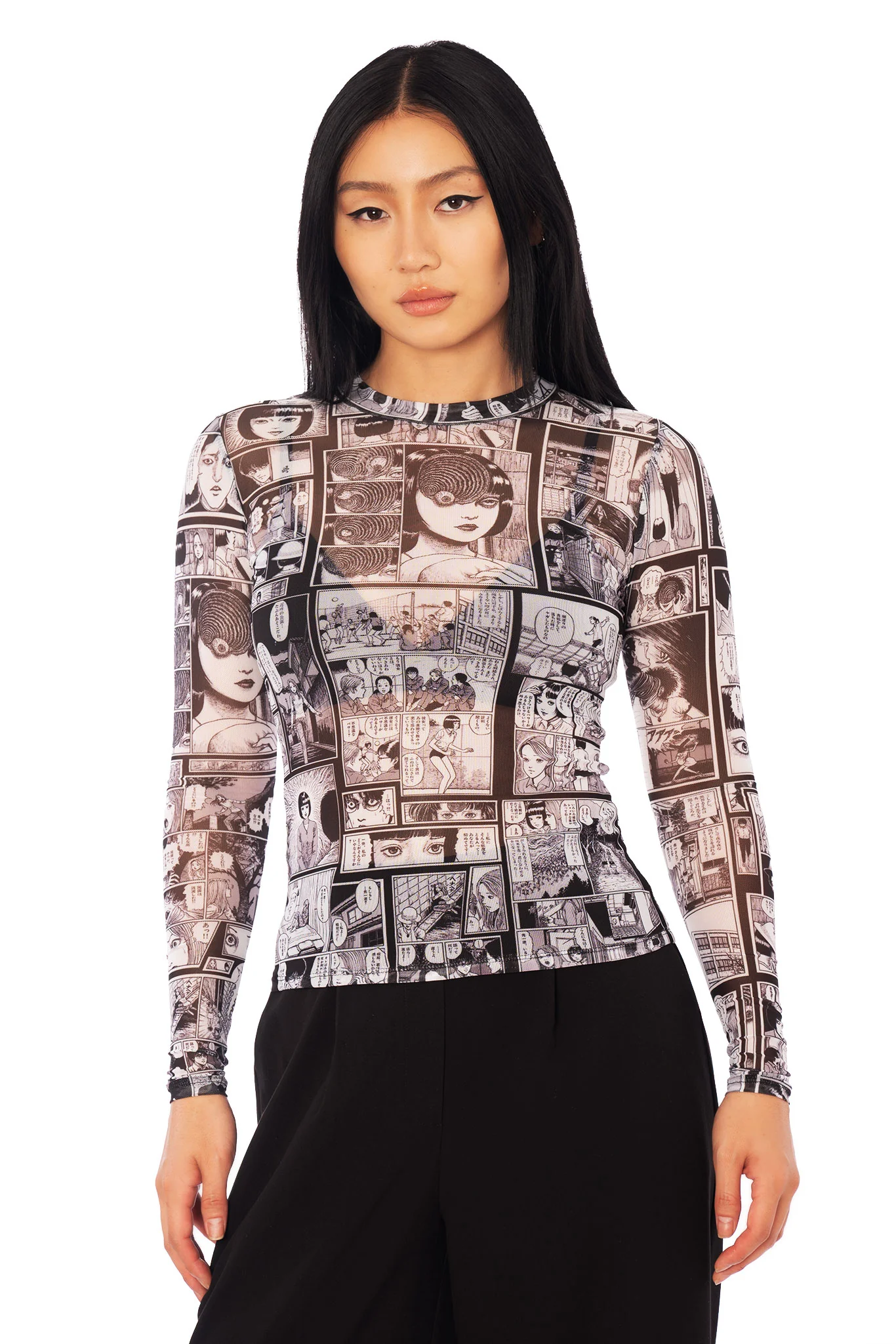 The Scar Sheer High Neck Long Sleeve Top - Image 4