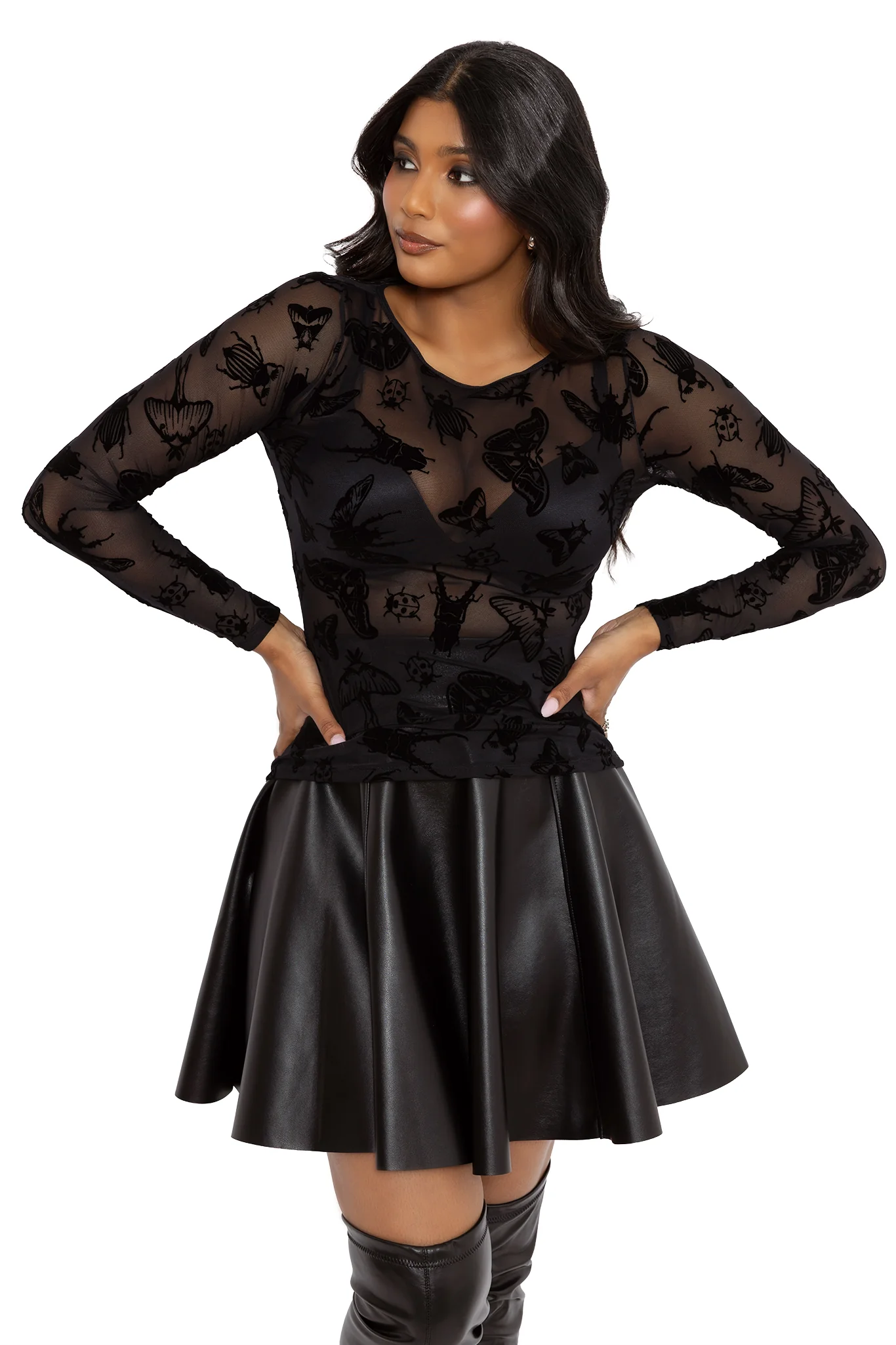 The Swarm Sheer Boat Neck Long Sleeve Top - Image 7