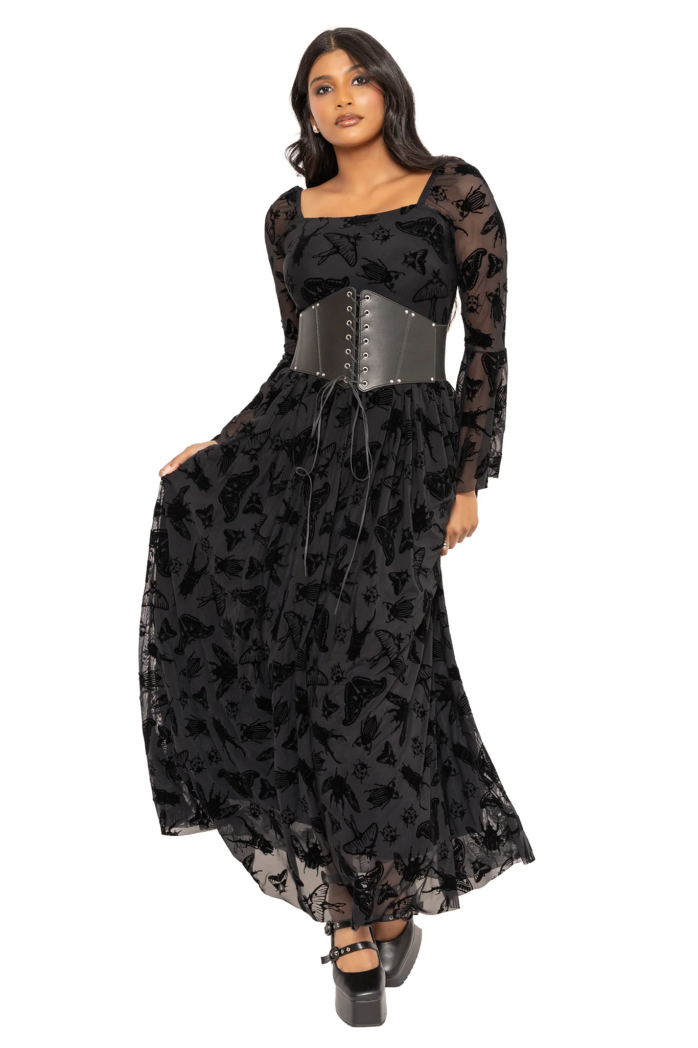 The Swarm Squared Up Flare Sleeve Maxi Dress - Image 3