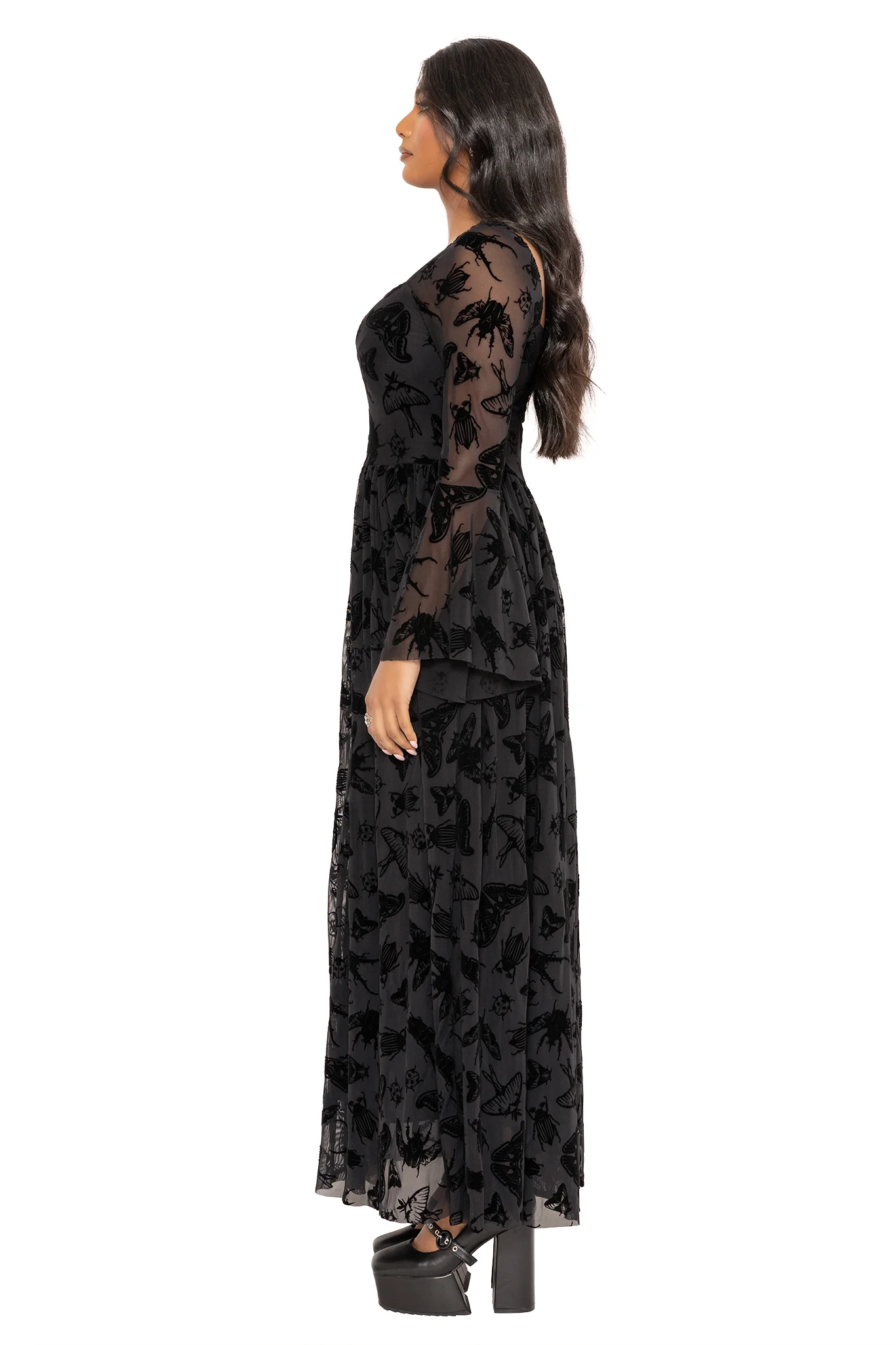 The Swarm Squared Up Flare Sleeve Maxi Dress - Image 7