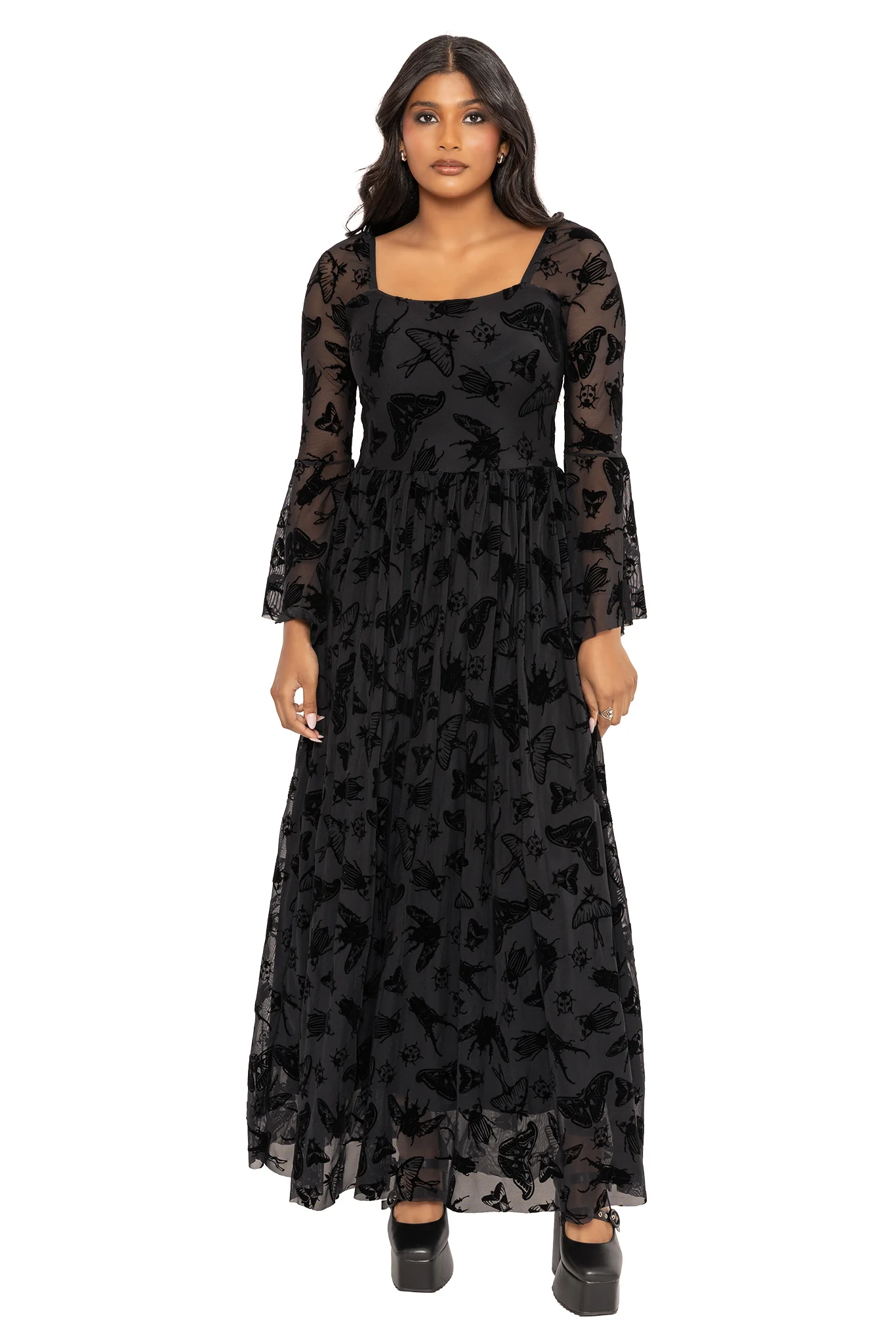 The Swarm Squared Up Flare Sleeve Maxi Dress - Image 8